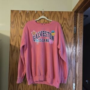 Galveston Island Pink Graphic Crewneck Sweatshirt